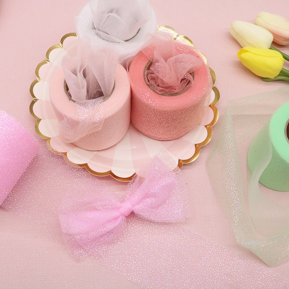 6CM 25Yards Crystal Sequin Rib - Ribbon Organza Roll บทวิจารณ์และราคา