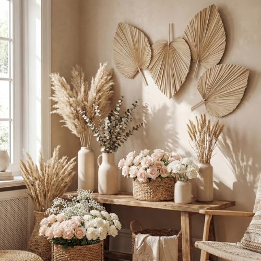 24 Pcs Dried Palm Leaves Artif - Palm Leaf Dried บทวิจารณ์และราคา