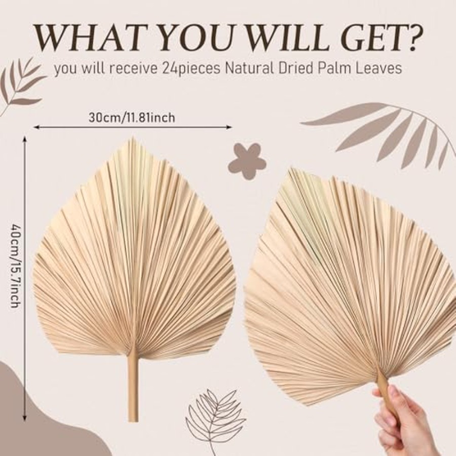 24 Pcs Dried Palm Leaves Artif - Palm Leaf Dried บทวิจารณ์และราคา