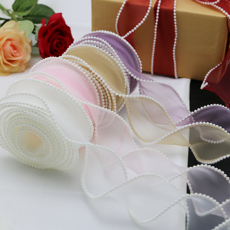 (5yards/roll)4cm Pearl Edge Wa - Ribbon Organza Roll บทวิจารณ์และราคา