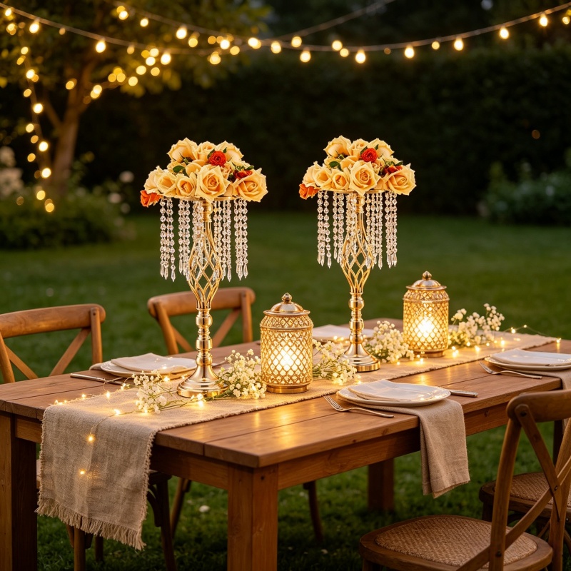 Elegant Tall Gold Crystal Flow - Florist Supply Vases บทวิจารณ์และราคา