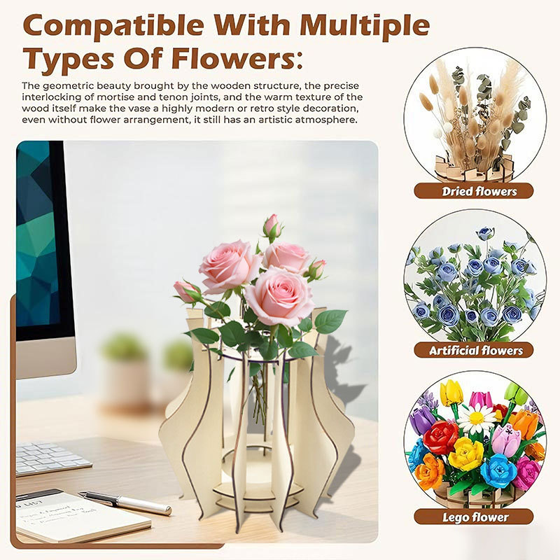 Wooden Puzzle Vase For Bouquet - Florist Supply Vases บทวิจารณ์และราคา