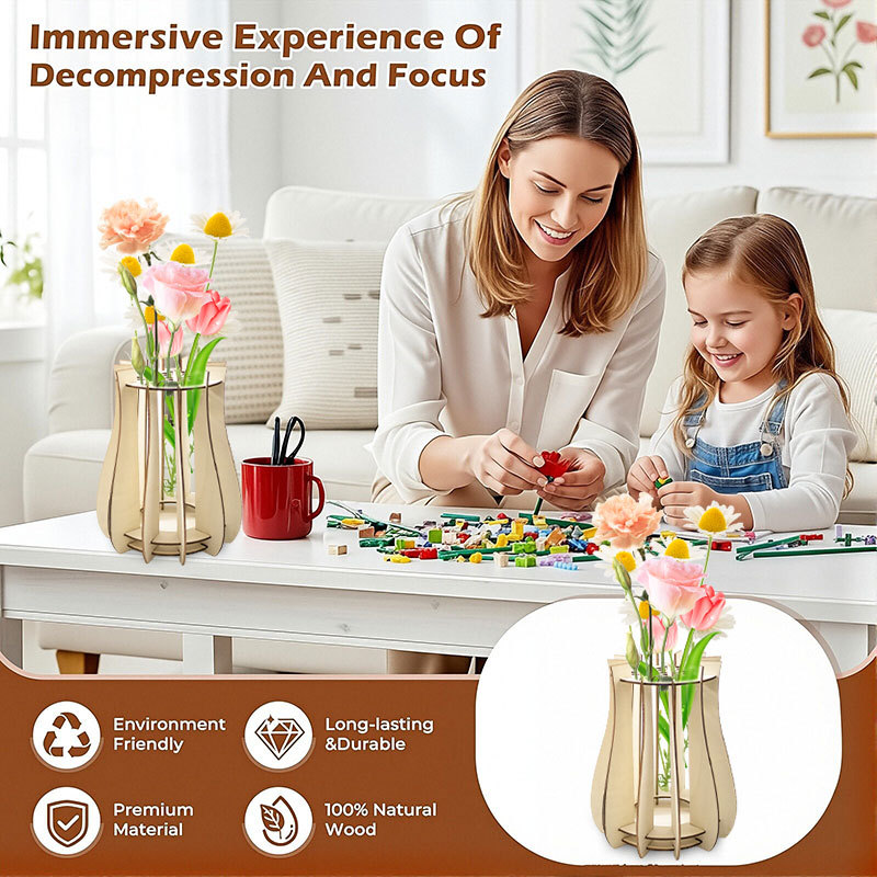 Wooden Puzzle Vase For Bouquet - Florist Supply Vases บทวิจารณ์และราคา