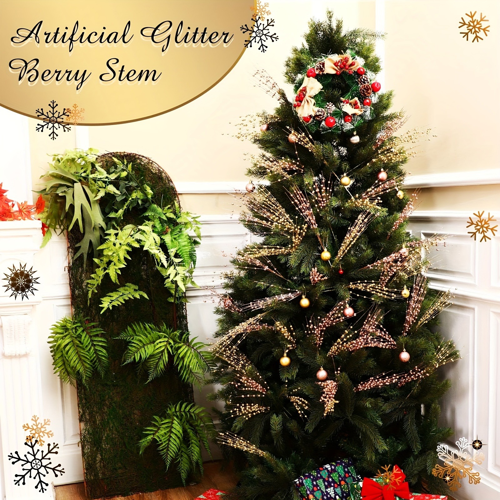 4Pcs Artificial Berry Bouquet  - Palm Leaf Dried บทวิจารณ์และราคา