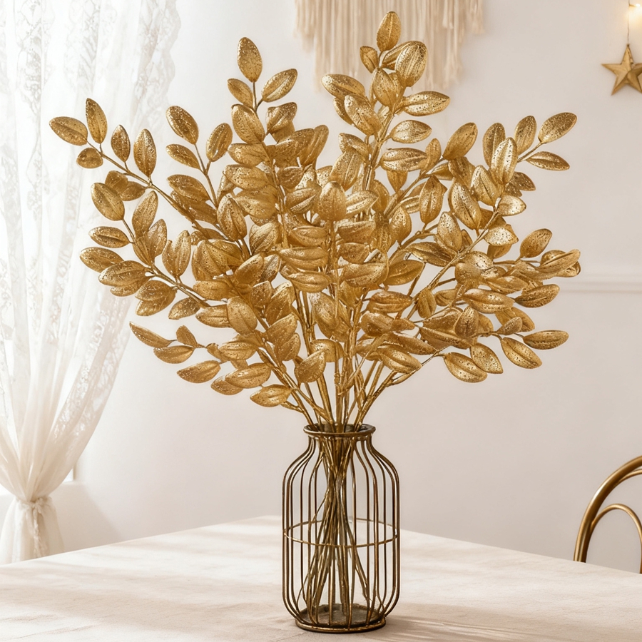 10Pcs Artificial Plant Golden  - Palm Leaf Dried บทวิจารณ์และราคา