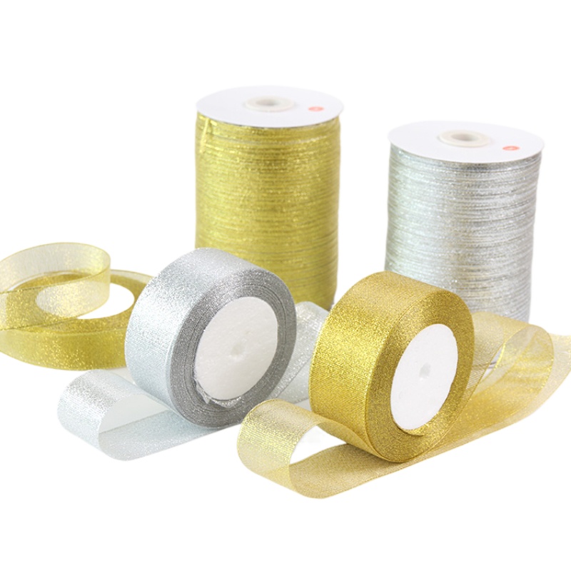 Gold/Silver Organza Onion Ribb - Ribbon Organza Roll บทวิจารณ์และราคา
