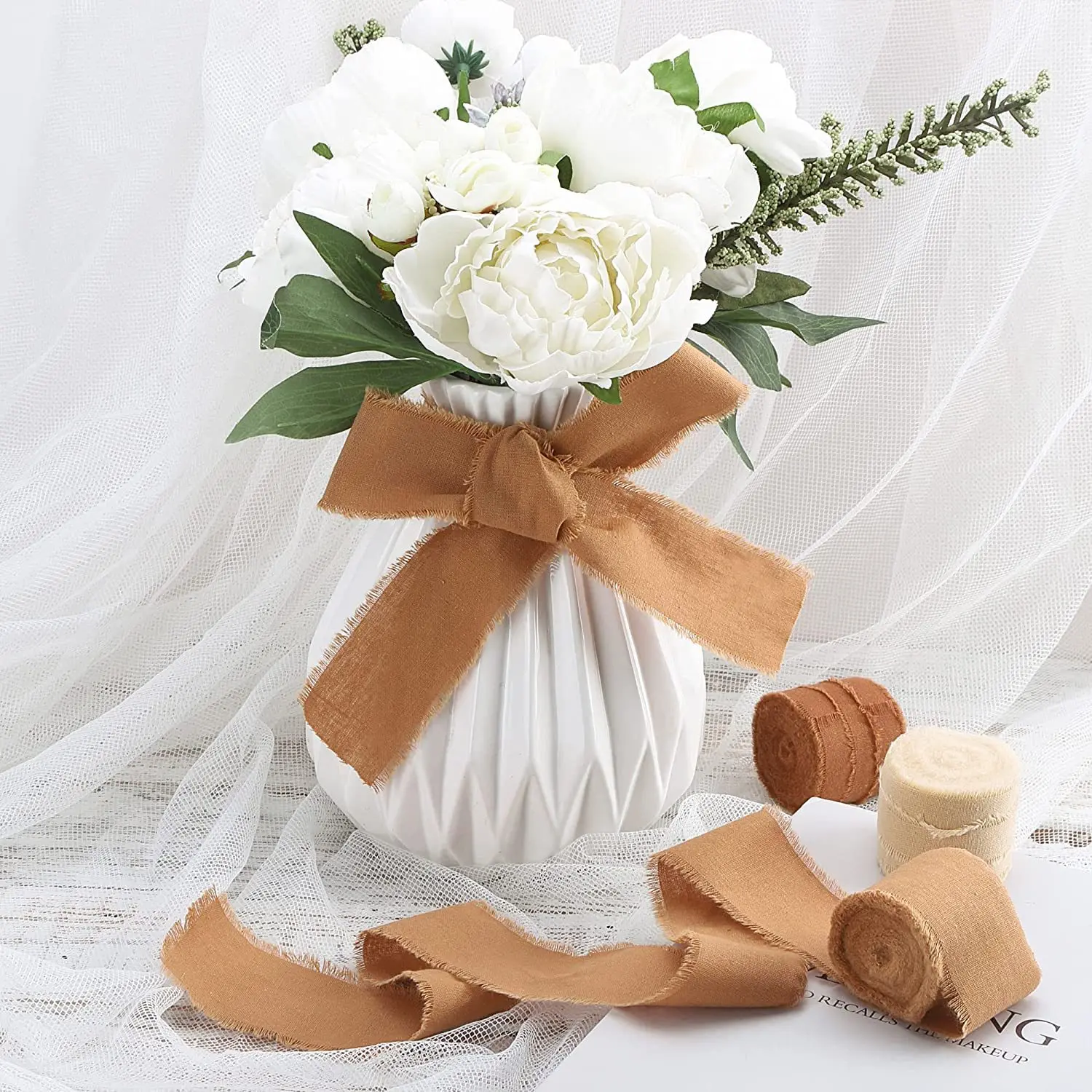 5m/Roll Frayed Silk Ribbon Edg - Ribbon Organza Roll บทวิจารณ์และราคา