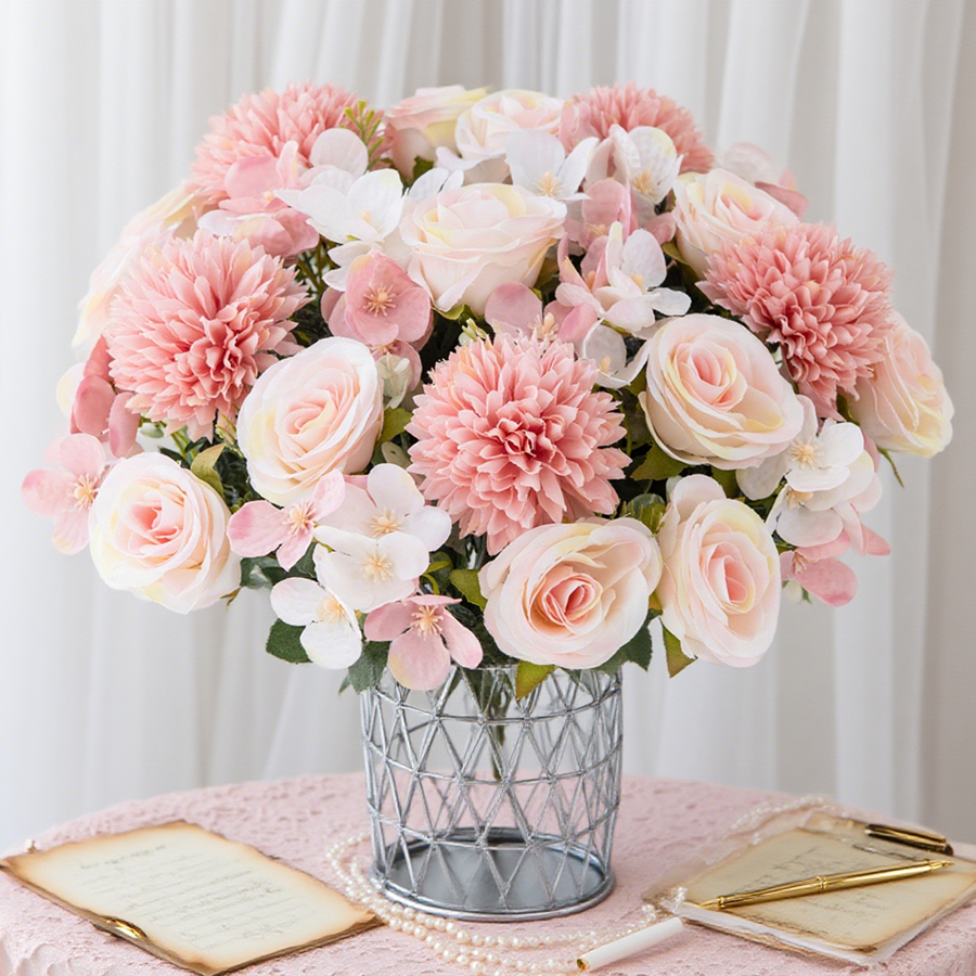 1/4pcs Artificial Flower Rose  - Florist Supply Vases บทวิจารณ์และราคา
