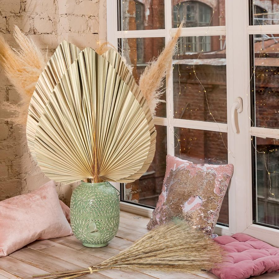 Pcs Boho Dried Pampas Grass De - Palm Leaf Dried บทวิจารณ์และราคา